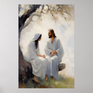 Jesus umarmt Frau Jesus Malerei Bibel Kunst Poster