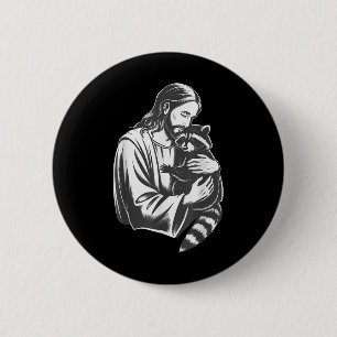 Jesus umarmt Waschbär  Button