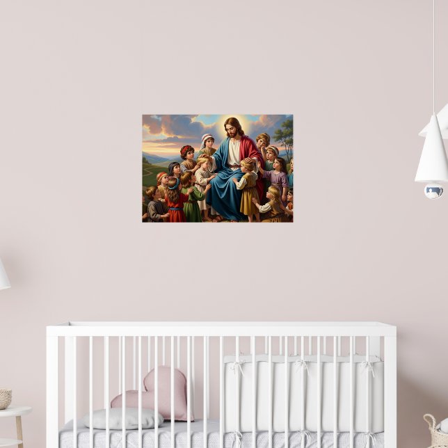 Jesus umgeben von Kindern Poster (Kinderzimmer 2)