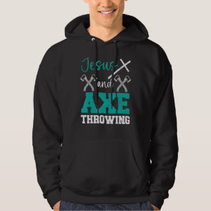 Jesus und Ax, die den Christlichen Hatchet Thrower Hoodie