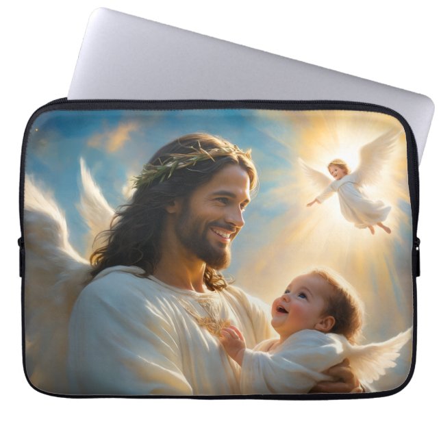 Jesus und Baby Engel Laptopschutzhülle (Vorderseite)