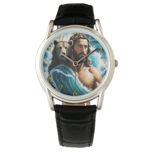 Jesus und Bär Armbanduhr (Vorderseite)