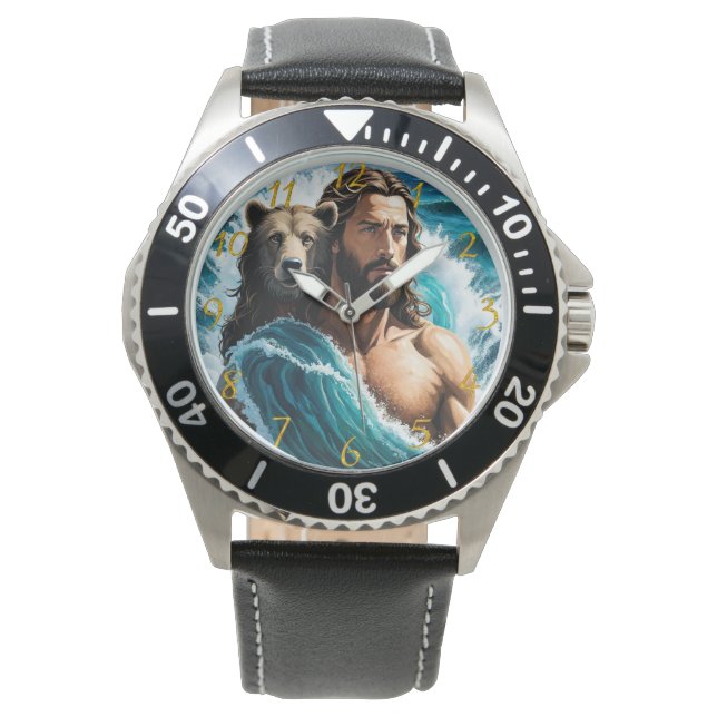 Jesus und Bär Armbanduhr (Vorderseite)