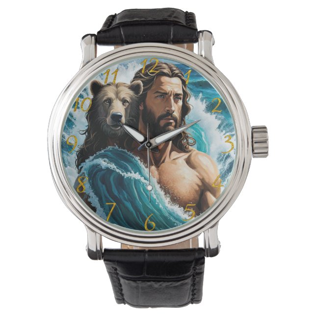 Jesus und Bär Armbanduhr (Vorderseite)