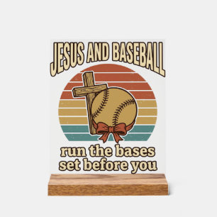 Jesus und Baseball Vintage-Christen-Shirt Acrylschild