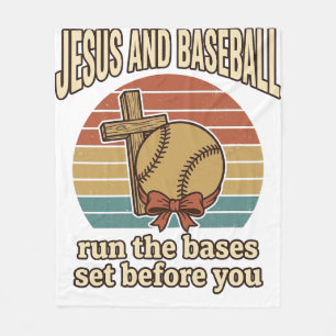 Jesus und Baseball Vintage-Christen-Shirt Fleecedecke
