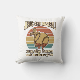 Jesus und Baseball Vintage-Christen-Shirt Kissen