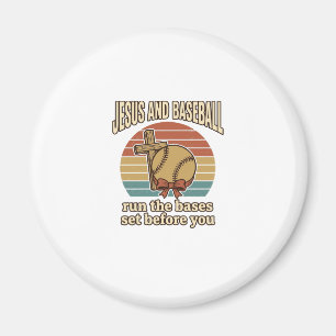 Jesus und Baseball Vintage-Christen-Shirt Magnet