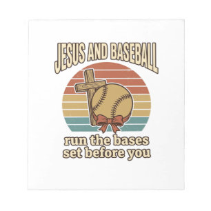 Jesus und Baseball Vintage-Christen-Shirt Notizblock