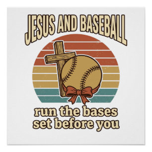 Jesus und Baseball Vintage-Christen-Shirt Poster