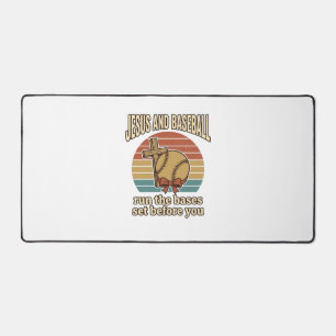 Jesus und Baseball Vintage-Christen-Shirt Schreibtischunterlage
