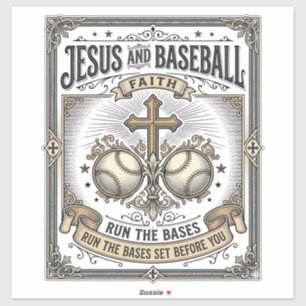 Jesus und Baseball Vintage Christlich Aufkleber