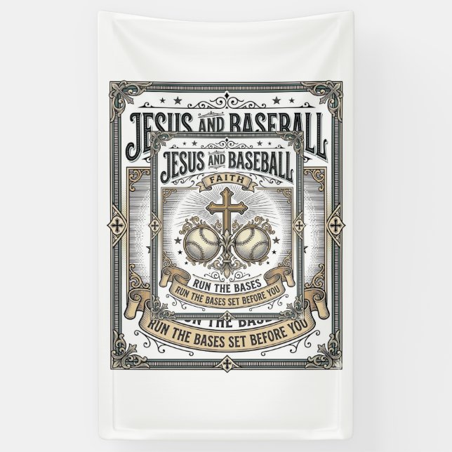 Jesus und Baseball Vintage Christlich  Banner (Vertikal)