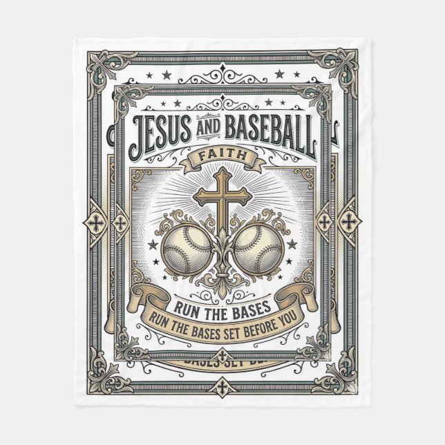 Jesus und Baseball Vintage Christlich  Fleecedecke (Vorderseite)