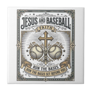 Jesus und Baseball Vintage Christlich Fliese