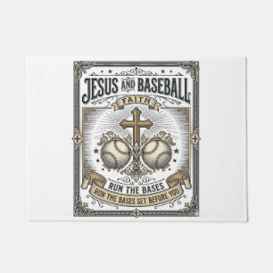 Jesus und Baseball Vintage Christlich  Fußmatte