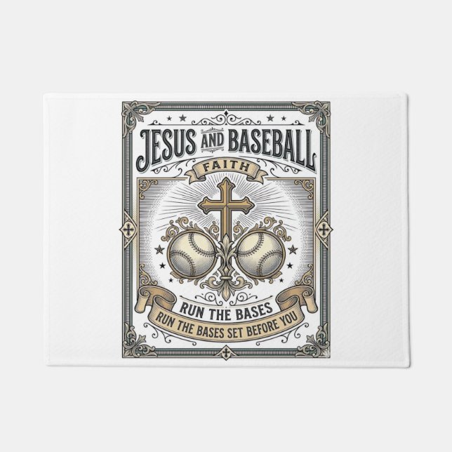 Jesus und Baseball Vintage Christlich  Fußmatte (Vorderseite)