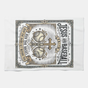 Jesus und Baseball Vintage Christlich  Geschirrtuch