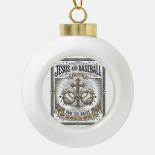 Jesus und Baseball Vintage Christlich  Keramik Kugel-Ornament