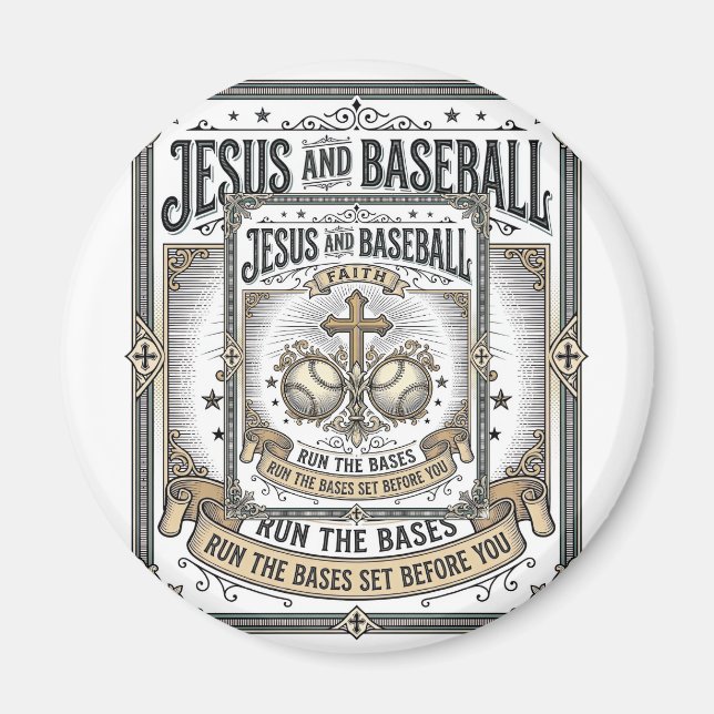 Jesus und Baseball Vintage Christlich  Magnet (Vorne)