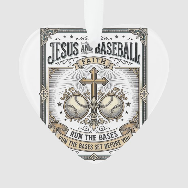 Jesus und Baseball Vintage Christlich  Ornament (Vorderseite)