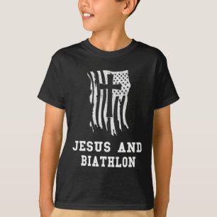 Jesus und Biathlon Design für Christliche Biathlet T-Shirt