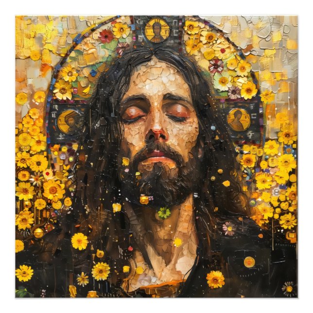 Jesus und Blume Abstrakt Fotodruck (Vorne)
