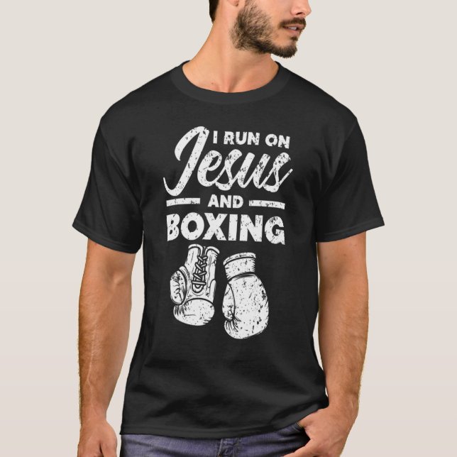 Jesus und Boxen Christliche Berufliche Boxer Sphär T-Shirt (Vorderseite)