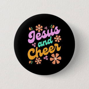 Jesus und Cheer Cheerleading-Trainer Lustig Groovy Button