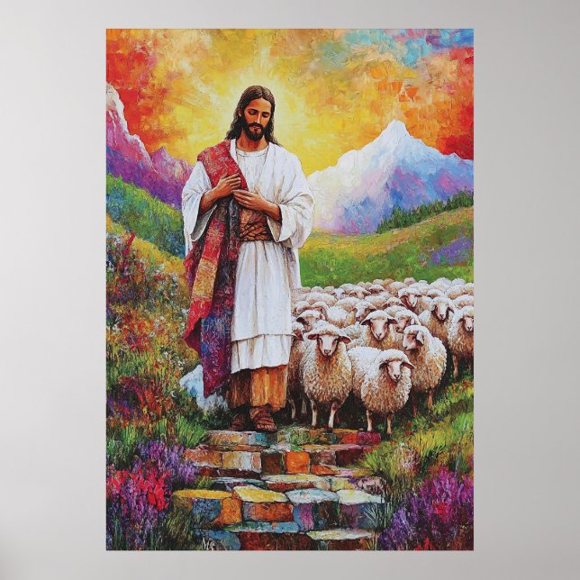Jesus und das Schafposter Poster (Vorne)