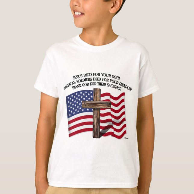 Jesus und das schroffe Kreuz US der amerikanischen T-Shirt (Vorderseite)