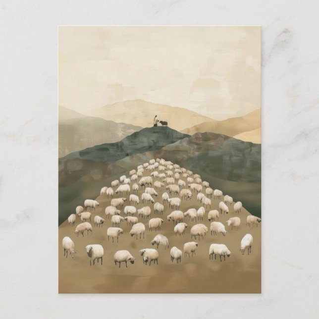 Jesus und das verlorene Schaf Postkarte (Vorderseite)
