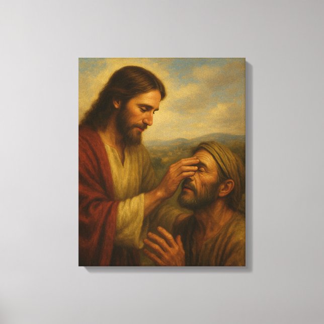 Jesus und der Blinde Mann™ LDS Wall Art Leinwand (Vorderseite)