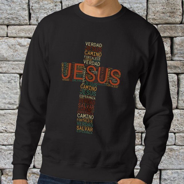 Jesus und der Glaube Kreuz Männer Christlich Spani Sweatshirt (Von Creator hochgeladen)