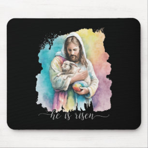 Jesus und der Osterhase - er ist Christlich versch Mousepad