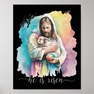 Jesus und der Osterhase - er ist Christlich versch Poster