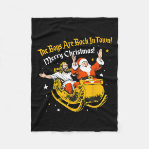 Jesus und der Weihnachtsmann, die Jungs sind wiede Fleecedecke