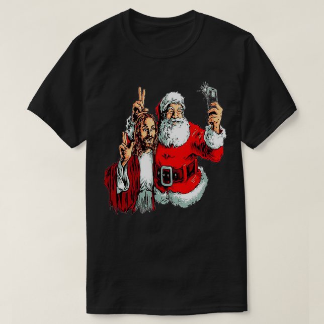 Jesus und der Weihnachtsmann T-Shirt (Design vorne)