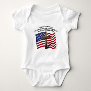 Jesus und die amerikanischen Soldaten raues Kreuz  Baby Strampler