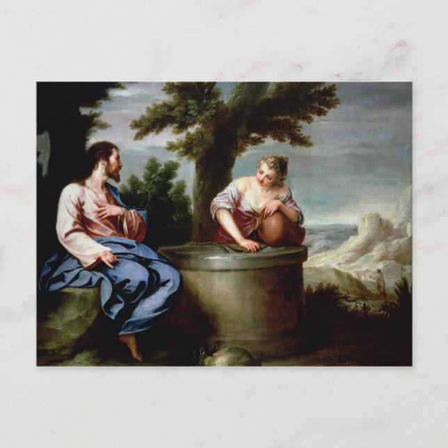 Jesus und die Samariter Frau Postkarte (Vorderseite)