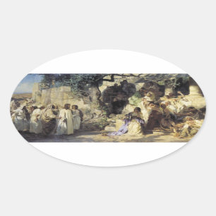 Jesus und die Sünder Ovaler Aufkleber