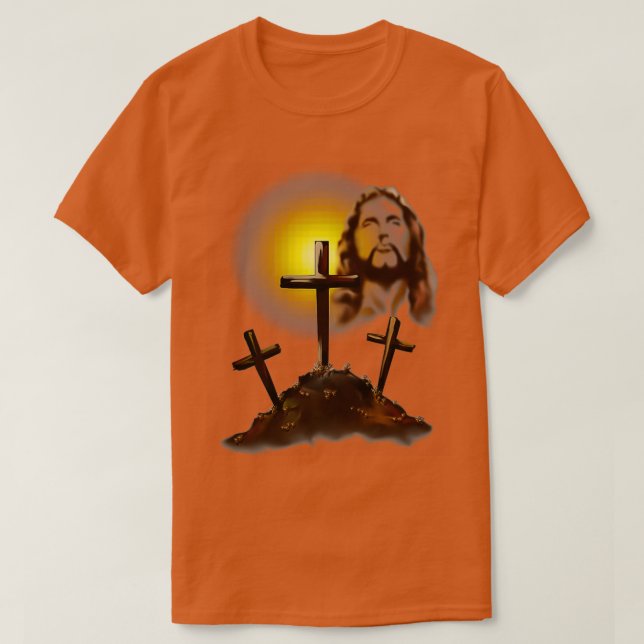 Jesus und drei Kreuze T-Shirt (Design vorne)