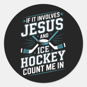 Jesus und Eishockey Count Me In 2 Runder Aufkleber