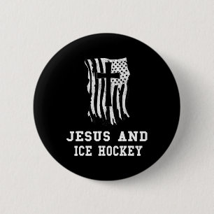 Jesus und Eishockey-Design Christlicher Jesus Fan Button