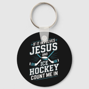 Jesus und Eishockey zählen auf mich 2 Schlüsselanhänger