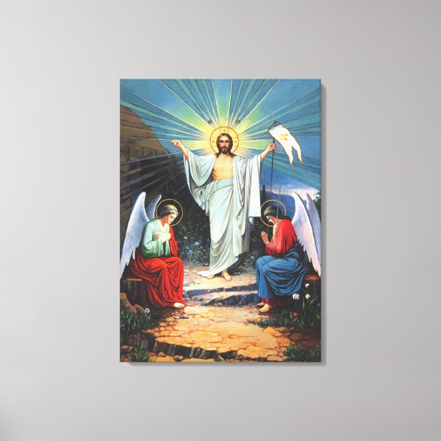 Jesus und Engel Leinwanddruck (Vorderseite)