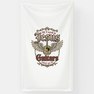 Jesus und Gitarren Vintage Christliche Gitarre Banner