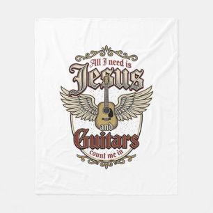 Jesus und Gitarren Vintage Christliche Gitarre Fleecedecke