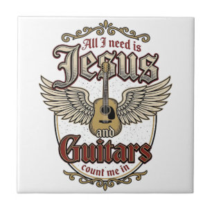 Jesus und Gitarren Vintage Christliche Gitarre Fliese