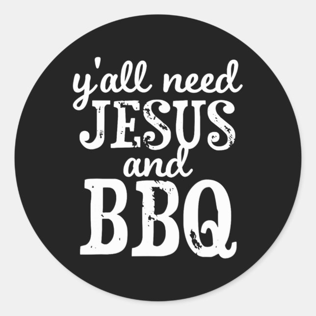 Jesus und Grillen für religiöse Barbecue-Liebhaber Runder Aufkleber (Vorderseite)